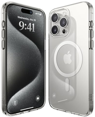 elago Cover Magnetica Trasparente Ibrida Custodia Compatibile con iPhone 15 Pro Max Case, Compatibile con MagSafe, PC+TPU, Protezione Cadute Grado Militare USA, Ingiallimento Ridotto