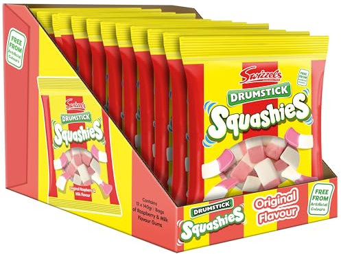 Swizzels Drumstick Squashies Original Sweets - Raspberry and Milk Flavour Sweets - Multipack (12 x 140g)