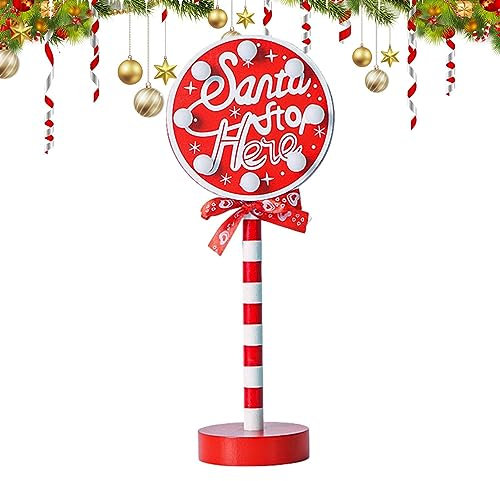 Rianpesn Santa Stop Here Sign - Light Up Stop Sign Ornament - Desk Lamp Stop Sign Ornament Vertical Outdoor Lighted Sign For Patio, Yard