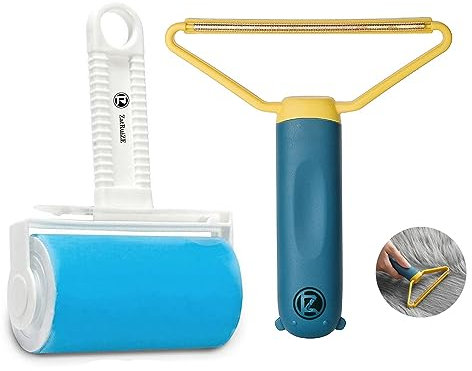 Fusselrolle zum Entfernen von Haaren, wiederverwendbar, tragbar, waschbar, für Couch, Haustiere, Kleidung, Teppiche, 2 Stück