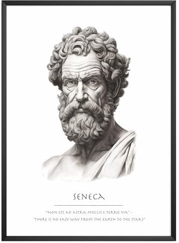 MJ-Graphics - Motivations Poster mit Seneca Motivationsspruch - motiviernedes Poster mit Zitat | Wandbild Din A4 in Galerie Qualität extra dickes Posterpapier - FineArt Kunstdruck ohne Bilderrahmen