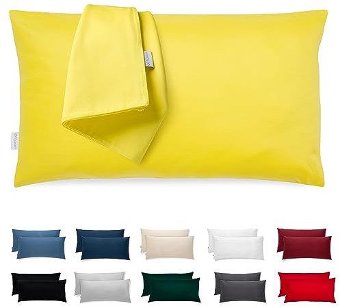Kissenbezug 30x50 – Mikrofaser Oeko-TEX Zertifiziert – Gelb – 2er Set Kissenbezüge für Kissen 30 x 50 Weich & Atmungsaktiv – Kissenhülle Hypoallergen und Waschbar mit Verdecktem Reißverschluss