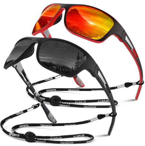 Sunier Sonnenbrille Herren Polarisiert Sport Fahrradbrille Damen Verspiegelt, Unzerbrechliche Sonnenbrille Angeln Fahren mit 100% UV400-Schutz Cat 3 CE