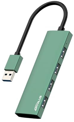 ANYPLUS USB Hub, USB 3.0 Hub Aluminum Alloy Ultra Slim USB Splitter, Portable 4 Port USB Extender, USB Hub for Laptop, PC, MacBook, iMac, Surface Pro, Mac Pro, Flash Drive, XPS 【Green】