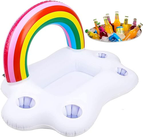 Aufblasbare Getränkekühler, Hawaii Deko Schwimmende Bar für Pool, Getränkehalter Pool Aufblasbar, zum Befüllen mit EIS und Wasser, Höhe Circa 40cm, Durchmesser Circa 60 cm, Beachparty, Mottoparty