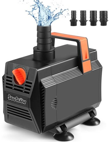 SOUSLOW Bomba de Agua Sumergible para Acuario de 30 W y 2000 L/H, Bomba para Estanque con Control de Caudal, Adecuada para Fuentes, Estatuas, Filtración, Hidroponía, Cascadas