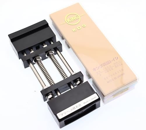 Japanese King Double-Sided Sharpening Stone Kit 1000 6000 and Non-Slip Stand Table Adjustable Base for Sharpening Stone Size 185-225 mm Made in Japan