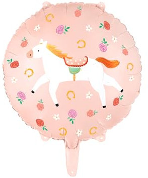 Folienballon Pferd Motiv 35cm - Ballon für Helium oder Luft - Luftballon für Kindergeburtstag Mädchen Geburtstag - Folienluftballon Tierballon - Geburtstagsdeko & Partydeko - Zartrosa