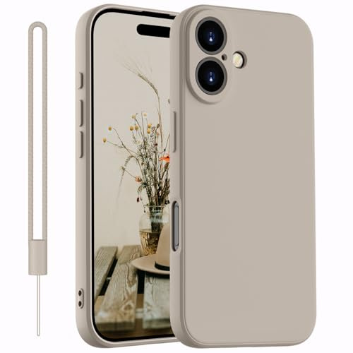 Kukiwhy für iPhone 16 Hülle Silikon Case,Dünne mit Microfiber Hanyhülle für iPhone 16 aus flüssigem Silikon, Kratzfeste und stoßfeste Schutzhülle für iPhone 16 6.1''(2024) Titanium Grau