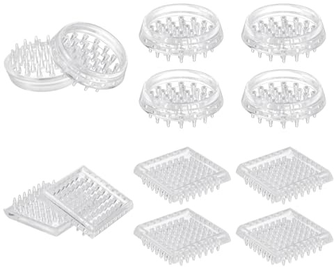 sourcing map 12 Pcs Carpet Protectors Spiked Caster Cups 1.89 Round and Square Spiked Furniture Cup Furniture Carpet Protectors for Furniture Legs Table Chair Sofa