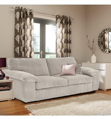 Capri Jumbo Cord Fabric Sofa, Removable Seat Cushions, Plush Comfort (Cream, 3 Seat)