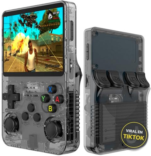 Console retrò portatile - 15000 giochi - giochi per PS1, PSP, N64, NDS, SuperN, GameB - Mini console con display HD IPS da 3,5 640 x 480 - Processore avanzato Quad Core da 1,6 GHz e Ram 1 GB (nero)