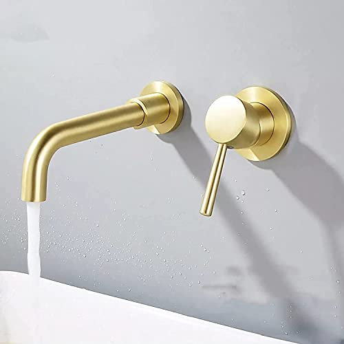 CCKUHN Wasserhähne, Wasserhahn Messing Wasserhahn Gebürsteter Waschtischhahn Verdeckter Wandhahn 360 Grad drehbar Einhebelmischer für heißes und kaltes Wasser im Bad