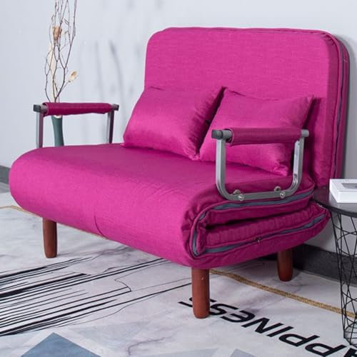 WEIDPHL Klappbares Schlafsofa, Umwandelbares Futon-Schlafsofa, Sofacouch Mit Verstellbarer Rückenlehne, Schlafsofa Für Das Wohnzimmer,Rosa