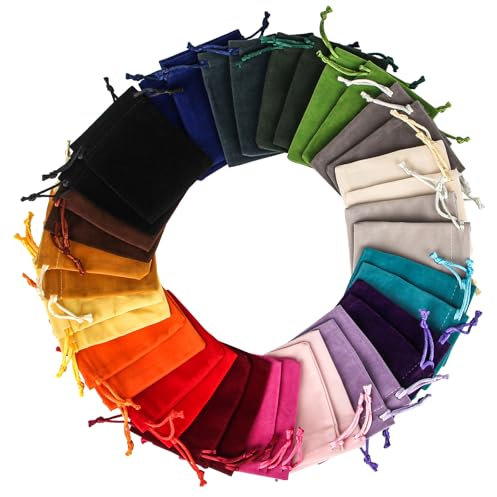 TAIHOBO Mini Pochette Bijoux, 38 Pièces Pochon Bijoux avec Cordon, Petit Sachet Tissu 7x9cm, Petite Pochette Tissu en Velours, pour Bagues Cadeau Bijoux Bonbons Bouchons D'oreilles(19 Couleurs)