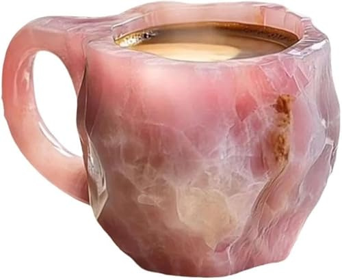 Endyniner Mineral-Kristall-Kaffeetasse, 3D-Kristall-Kaffeetassen, Amethyst-Kaffeetasse, kreative Achat-Mineral-Tasse, Desktop-Dekoration, natürlicher Onyx-Kristall, Mineralbecher für Zuhause und Büro