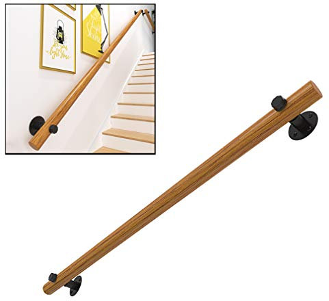 Massives Kiefern-Handlauf-Set, runder Holztreppen-Handlauf für komplettes Treppengeländersystem (Größe: 140 cm)