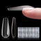 Pre-Building Instant Apex Nail Tips: 240PCS Acrylic Gel Full Cover Long Coffin Fake Nails - Pre-Applied Strong Thick Gel Nail Kit - Upgraded with 12 Sizes for Flat Nails Extension Nails Set