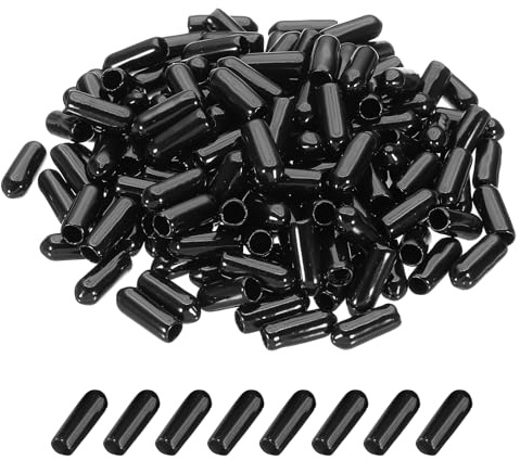 PATIKIL Embout en Caoutchouc 5mm Pied de Chaise Caoutchouc, 144 Pcs Bouchons de Vis, Couvercles de Protection Flexibles en PVC Pour Extrémités de Vis, Bouchons Filetés de Tubes, Noir