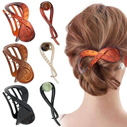 ZOCONE 6 Stück Groß Haarspangen Damen Flache Haarklammer Claw Clip Französisch Haarclips Banana Clip Dünnes Haar Haarspange Elegant Twist Hair Clip Hair Accessories Damen