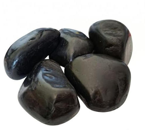 Dekosteine Schwarz 5-8 cm, 20 kg - Kieselsteine Poliert für Garten | Flusskiesel schwarz für Aquarium, Teich & Gabionen. Natur-Ziersteine große Ausführung für Vasen, Blumentöpfe, Innen & Außen