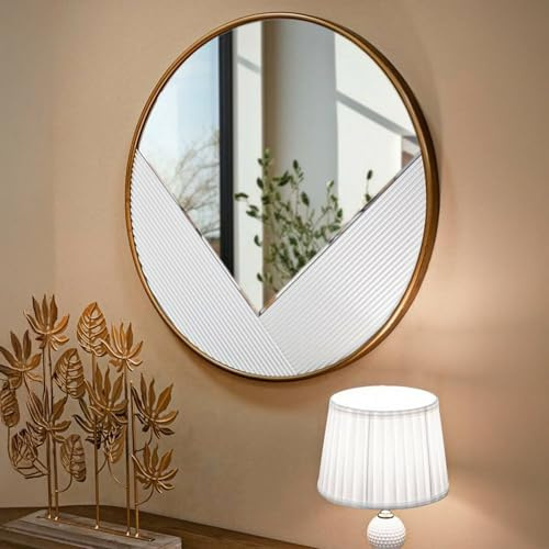 Dmora Spiegel Bondeno 80x80h cm Weiß Rahmenfarbe Gold