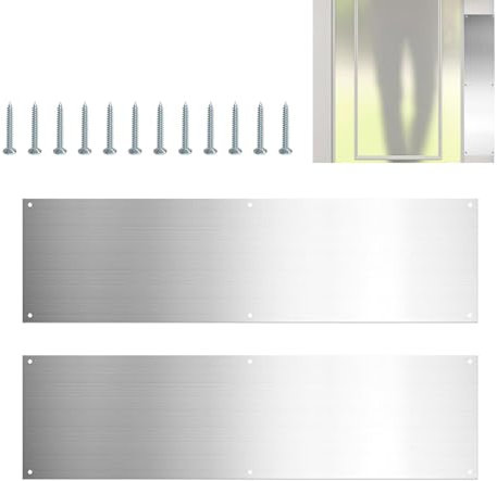 Kickplates for Exterior Doors, Frontdoor Kick Plate, 2 Pieces Stainless Steel Kickplates, Avoid The Interior Exterior Door from Kicking Scratches, Dings