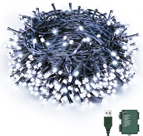 Etopgo Christmas Fairy Lights,5M 50 LED USB or Battery String Lights with 6hTimer,Cool White Lights for Chriatmas Themed Party Carnival Outdoor/Indoor Decorations