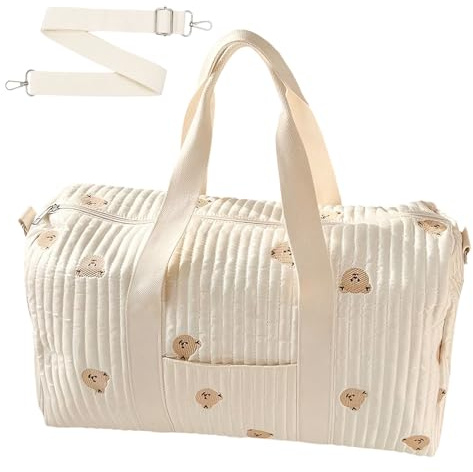 Vninkul Sporttasche für Damen 48x30x24cm Faltbare Reisetasche Kliniktasche Geburt Krankenhaustasche Wickeltasche Handgepäck Kinderwagentasche Leichte Tasche aus Baumwollgewebe mit großer Kapazität