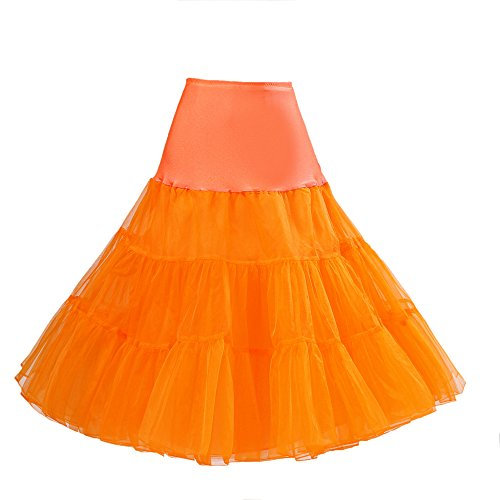 Boolavard® 50er Jahre Petticoat Vintage Retro Reifrock für Wedding Bridal Rockabilly Kleid in Mehreren Farben (XS-M, Orange)
