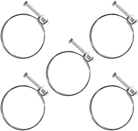 POWERTEC 70215 2 Inch Double Wire Hose Clamp with Bolt, Adjustable Hose Clamps for Pool Hose for Above Ground Pools & Pool Pump Hose, Pipe Clamp, Worm Gear Clamp, 5 Pack (Color May Vary)