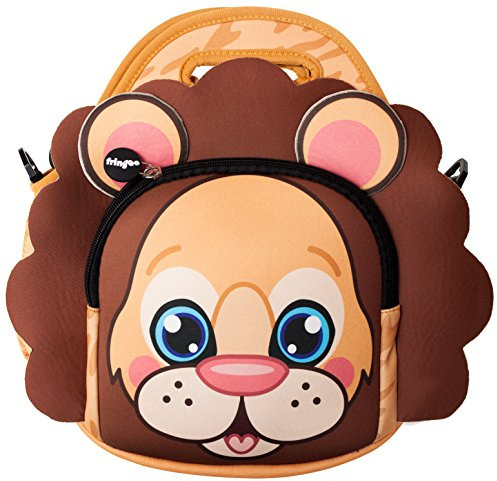 Fringoo® Kids Lunch Bag - Made from Neoprene Thermal Insulated Material - School Lunch Bag - Zipped Pocket Shoulder Strap (Lion)