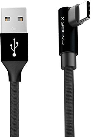 CABBRIX USB-C Kabel 90° Grad Gewinkelt 1,5m – Schwarz – Geflochtenes Schnelllade Kabel – USB-A auf USB-C – Ideal für Gaming, Auto & Büro – Robustes Ladekabel – 1 Stück