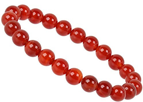 ELEDORO echtes Edelstein Perlen Armband - Natürliche Chakra Power Steine, Stretch Design, 8mm (Achat rot)