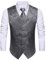 HISDERN Anzugweste für Herren Paisley Hochzeitsweste Krawatte Einstecktuch Taschentuch Jacquard Weste Herren Anzug Set Elegant Grau S