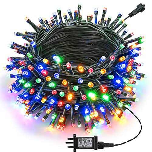 Joomer Christmas Lights Outdoor, 20M 200LED Christmas Tree Lights Mains Powered with Timer, 8 Modes Multicolor Fairy Lights Waterproof for Halloween Outside Window Garden Indoor Xmas Party Decorations