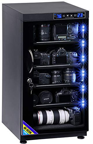 Spolehli Dry Cabinet Camera Digital Control Dehumidifier 100L Automatic Intelligent Touch Camera Dry Cabinet for Camera Lens Electronic Equipment Stamp Tea Jewelry Storage (Four shelves)