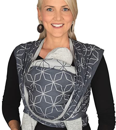 Hoppediz gewebtes Baby-Tragetuch ab Geburt, Neugeboren bis Kleinkind, 100% kbA-Baumwolle (Bio), Malmo denim 4,60 m
