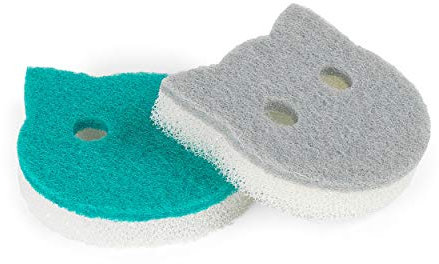 Beldray LA075710EU7 Plus Cat Pet Bowl Sponges | Super Tough | Double-Sided | Ergonomic Shape | Pack of 2, Polyester