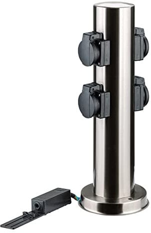 DEMA Gartensteckdosensäule Garten Steckdosensäule rund Gartensteckdosen 4 Steckdosen