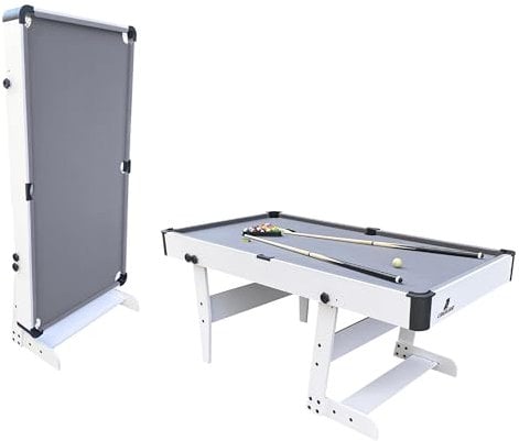 Cougar Hustle L Billardtisch 5ft in Weiß/Grau | Pooltisch klappbar inkl. Zubehör | Tischbillard für Kinder und Erwachsene | Indoor Pool/Billard Tisch