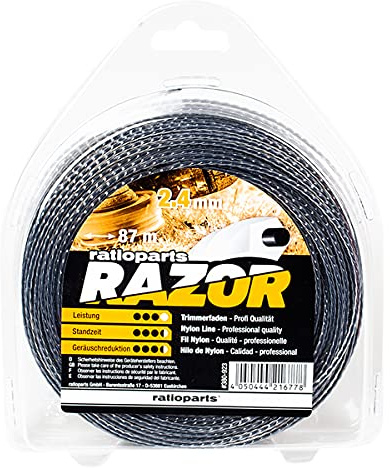 Ratioparts Razor Trimmerfaden | Ø 2,4 mm - Länge 87 m - 5-Kant gedreht - Sternprofil - extrem langlebig & leise