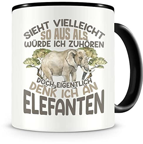 Samunshi® Elefanten Tasse mit Spruch Sieht vielleicht so aus Elefanten Geschenk für Elefanten Fans Kaffeetasse Lustige Tassen zum Geburtstag 300ml