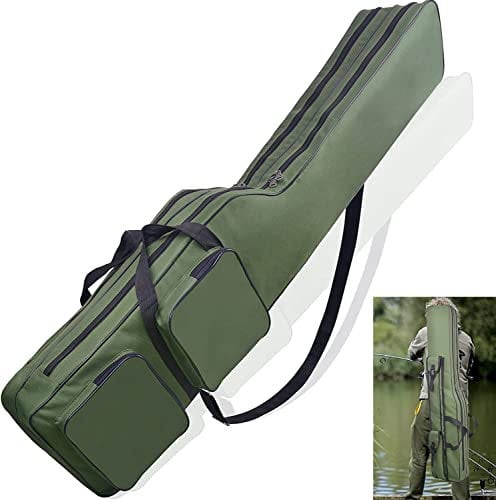 Portable Fishing Storage Bag 130cm Fishing Rod Case Waterproof Canvas Fishing Pole Bag Large Capacity Fishing Rod and Reel Case Fishing Tackle Storage Organizer Fishing Gear Bag