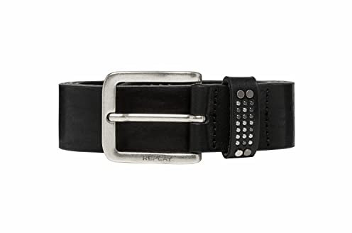 Replay Herren Gürtel aus Leder, Black 098 (Schwarz), 105