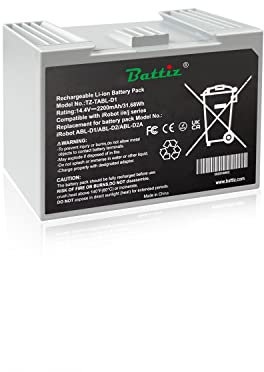 BATTIZ Ersatz-Lithium-Ionen-Akkupack ABL-D1 Kompatibel mit iRobot Roomba i7/i3/i4/e5/e6 Series Staubsauger,14.4 V 2200 mAh Originalmodell ABL-D1,ABL-D2 (Grau)