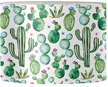 Suhoaziia Tropical Cactus Desk Lamps Bedside Table Lamp Night Lights Shade for Bedroom Living Room, Durable Table Lamp Covers with Metal Frame