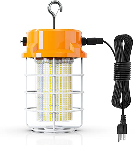 Lampe de travail temporaire à DEL 80 W 12 000 lm 5000 K – Lampe de travail LED IP67 étanche à la poussière – Lumières portables avec crochet de protection en acier inoxydable pour quai de mine