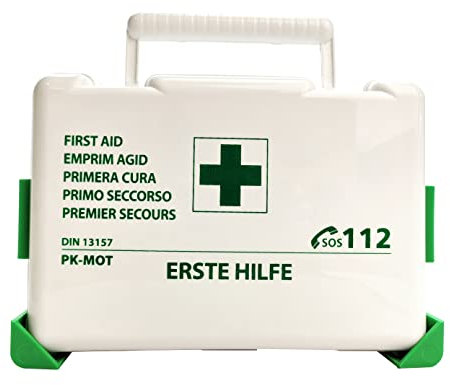 notlok Safety Work Mobiler Verbandskasten, Ausstattung nach DIN13157, klein, weiß, Erste-Hilfe-Kasten inkl. Wandhalterung, Aufhänger, für den Arbeitsplatz und die Baustelle. 260x170x80mm, 1,7kg