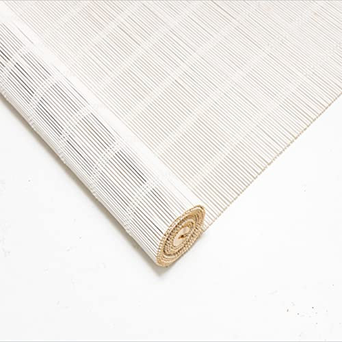 Sh000ad Weiß Bambus-Rollo Raffrollo,45% Verdunkelungsrollo,Jalousien aus Holz,Sonnenschutz und Privatsphäre,Atmungsaktives Vorhänge Für Fenster/Türen/Terrassen,Anpassbar (W 150 x H 200cm)